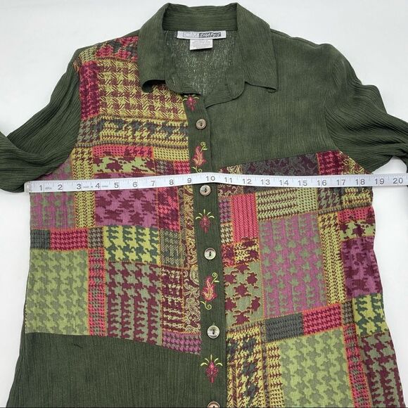 C.M. Shapes Crepe Mixed Fabric LS & Pants Set Sz S - Picture 13 of 16